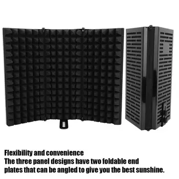 5 Panoul 575mm*280mm Broadcast Studio Unghi Reglabil Pliabil de Reducere a Zgomotului Sunet de Absorbție Microfon Wind live Shield