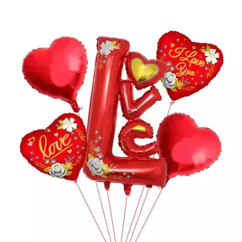 5Pcs Argint Roșu Mare Dragoste Inima Balon de Folie Set Romantică de Ziua Îndrăgostiților Ballon Decor Nunta Consumabile Globos