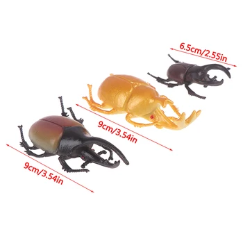 5pcs/lot Simulare Beetle Model de Jucărie Noutate Amuzant Animal cu Coarne Moi Insecte Predarea științelor elemente de Recuzită pentru Copii Jucarii Educative