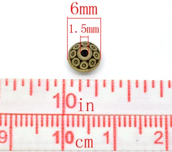 6mm Epocă Margele Spacer Bicone Rotund Bronz Antic Dot Sculptate Liber Margele DIY Face Brățară Colier Bijuterii Constatări,100buc