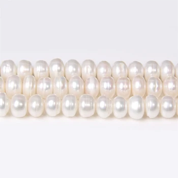 8-9mm Alb Plat Naturale, Perle de apă Dulce Margele Rotunde de Perle Margele Pentru Bijuterii DIY Brățară Colier en-Gros 1