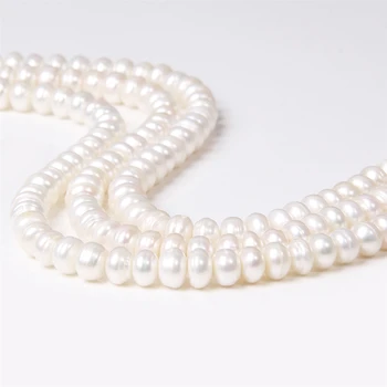 8-9mm Alb Plat Naturale, Perle de apă Dulce Margele Rotunde de Perle Margele Pentru Bijuterii DIY Brățară Colier en-Gros 2