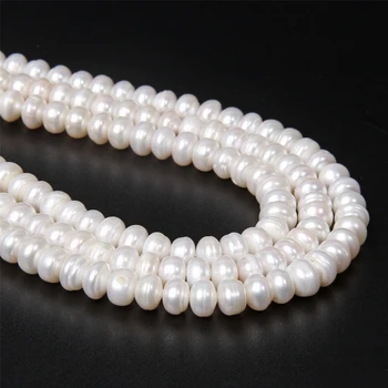8-9mm Alb Plat Naturale, Perle de apă Dulce Margele Rotunde de Perle Margele Pentru Bijuterii DIY Brățară Colier en-Gros 3