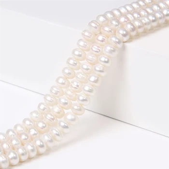 8-9mm Alb Plat Naturale, Perle de apă Dulce Margele Rotunde de Perle Margele Pentru Bijuterii DIY Brățară Colier en-Gros 5