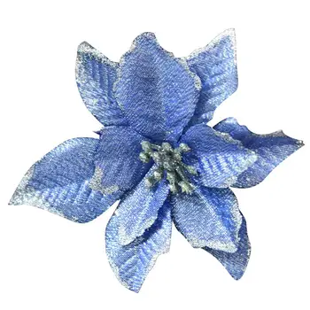 8pcs 13cm Sclipici de Nunta Artificiale Flori de Craciun Pom de CRĂCIUN Coroane de flori Decor Ornament (Albastru) 0