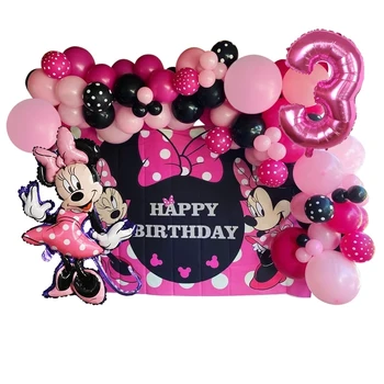 95pcs Disney Minnie Mouse Arc Ghirlanda Kit de Petrecere de Aniversare pentru Copii Latex, Baloane Nunta Roz Decor Baloane Copil de Dus Aer Globos