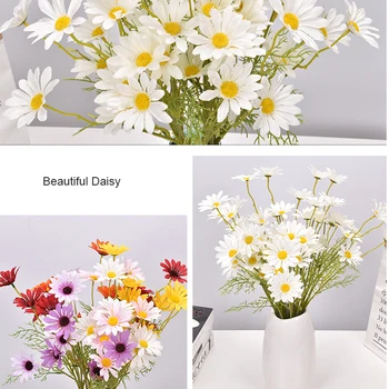 Alb Daisy Flori Artificiale Long Branch Buchet pentru Acasă Nunta Decoratiuni de Gradina DIY de Mireasa de Matase Flori False Accesorii