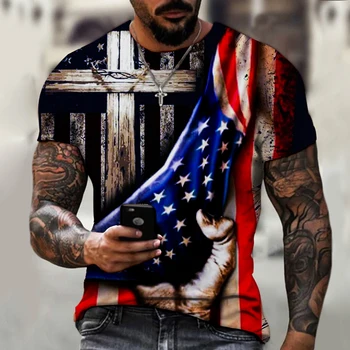 American Eagle Print 3D T-shirt pentru Bărbați statele UNITE ale americii Flag Maneci Scurte Hip Hop Amuzant Vultur care Zboară tricou Baieti Tricou Homme Transport Gratuit