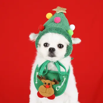 An Nou Fericit Crăciun De Companie Salopete Saliva Prosop Pălărie Pentru Mediu Mic Câine Pisică Lipicios Cerb Model Poliester Costum De Accesorii Pentru Animale De Companie