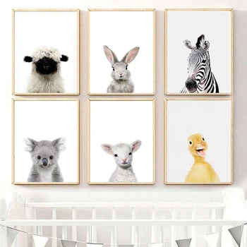 Animale copil Poster Panda, Girafa, Elefant Panza Pictura Pepinieră Arta de Perete Nordic Imagine Copil Decorare Dormitor 0