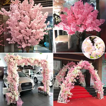 Arc Fals Sakura Blossom Simulare de Mătase Ramurile de Cireșe Prune Buchet de Ramură Aranjamente Florale pentru Acasă Decorare Nunta