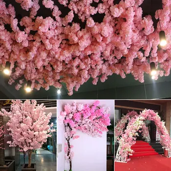 Arc Fals Sakura Blossom Simulare de Mătase Ramurile de Cireșe Prune Buchet de Ramură Aranjamente Florale pentru Acasă Decorare Nunta 4