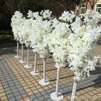 Artificiale Copac Floare de Cires Roman Coloana Drum Duce Pentru Nunta Mall Deschis Recuzită acasă decore 1,5 M 5feet Înălțime alb 1