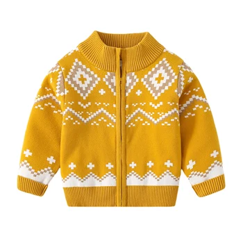 Baywell Toamna Copii Băieți Pulover de Iarna pentru Copii cu Fermoar Cardigan Retro O Gât Tricot Jachete 1-6Y