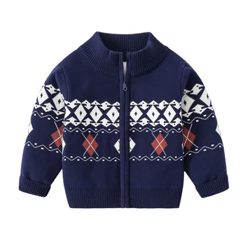 Baywell Toamna Copii Băieți Pulover de Iarna pentru Copii cu Fermoar Cardigan Retro O Gât Tricot Jachete 1-6Y 1