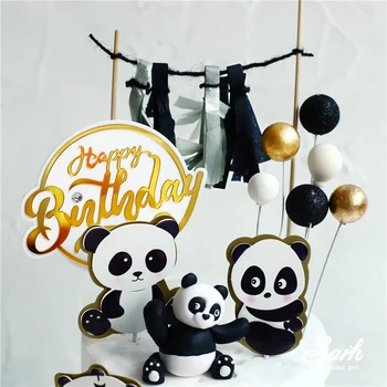 Bling Panda Bambus Tort Fân Băiat Ziua de nastere Fata broasca Testoasa frunze Decor pentru Copii, articole Party Nunta de Copt Cadouri Dulci