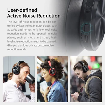 Bluedio T7 Căști Bluetooth Activ de Anulare a Zgomotului Căști Wireless pentru telefoane și muzică, cu recunoașterea feței Utilizator-pentru a defini 3