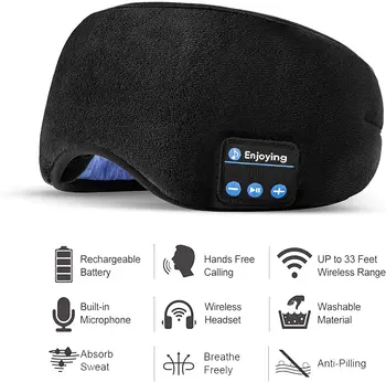 Bluetooth 5.0 Wireless 3D Masca de Somn Stereo de Dormit Masca de Ochi Bentita Muzică Ajutor de Somn Moale Ochi Bandaj Ochii Acoperiți de Patch-uri