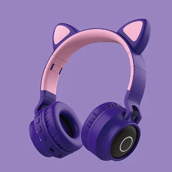 Bluetooth 5.0 student drăguț pisică ureche setul cu cască fără fir desene animate gaming headset Bluetooth LED Lumina pentru fata Fiica Telefoane Mobile