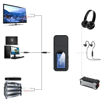 Bluetooth USB-compatibil 5.0 Audio Transmițător Receptor 3.5 mm AUX Jack Muzică Wireless Dongle Adaptor Cu Display LCD Pentru Masina de TELEVIZIUNE 0