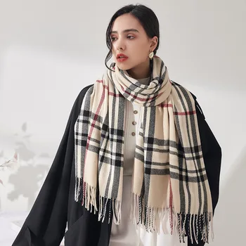 Brand de lux Esarfa Femei Toamna Iarna cald Eșarfe de Moda Șal în Carouri Ciucure Eșarfe Împachetări Gât de sex Feminin Bentita Hijabs Furat