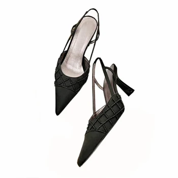Brand de lux Sexy Alb Ciudat Tocuri inalte 8/10cm Pantofi Sandale Subliniat Toe Femei Rochie de Petrecere, Pantofi din Piele Neagră Pompe