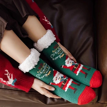 Cadou de crăciun Șosete Podea Femei de Iarnă Șosete Calde Santa Gros de Pluș Silicon Anti-alunecare de sex Feminin Dormit Acasă Sox Stil Harajuku