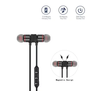 Cască Bluetooth Sport De Susținere Magnetic Wireless Căști Stereo Auriculare Muzica Cu Microfon Pentru Smartphone-Uri Negre