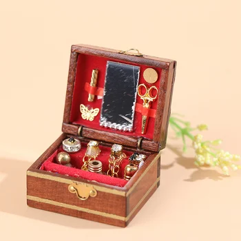 Casă de păpuși Mini Caseta de Bijuterii Model de casă de Păpuși, Miniaturi pentru Copii DIY Miniaturi Papusa Mobilier Casa Papusa 0