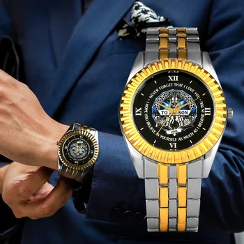 Ceasuri barbati 2021 Bărbați de Lux de Moda Rochie Casual, Ceasul de Aur din Oțel Inoxidabil Cuarț Ceasuri de mana cu Bratara Set Cadou pentru Barbati