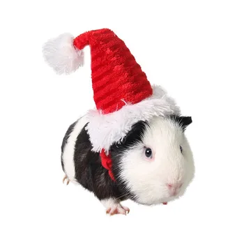 Costum De Craciun De Companie Moș Crăciun Pălăria Pentru Cobai Roșu Benzi Colorate Pălăria De Iepure, Hamster Animale Mici