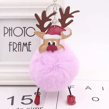 Creative Crăciun Ren Brelocuri pentru Femei, Cadou de Crăciun Minge de Păr Cheie Breloc Drăguț Pandantiv Moda Bijuterii