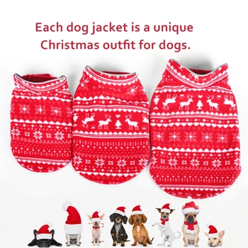 Crăciun Câine de Companie Haine Mici pentru Câini de talie Medie îmbrăcăminte Fleece Cald Iarna Reversibile Câine Jachete Bulldog francez Haina
