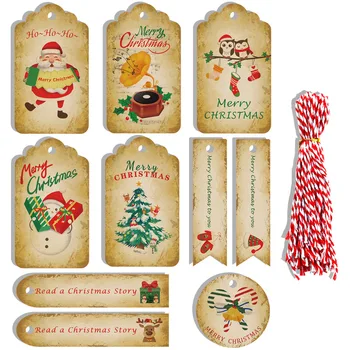 Crăciun Hârtie Kraft Tag-Ul Retro Pom De Crăciun Moș Crăciun Cadou Carte De Tag-Ul Cadou Sac De Ambalare Cutie Decor