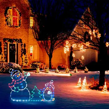 Crăciun Luminos Decorativ Distractiv Animat Om De Zăpadă Bulgăre De Zăpadă Lupta Activ Șir De Lumină Rama Decor De Crăciun Luminoase Ornamente F