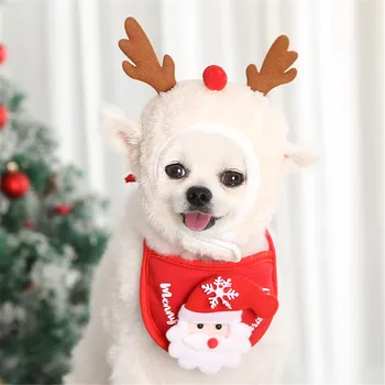 Câine de Crăciun Bandană Santa Pălărie Câine Eșarfă Triunghi Bavete Basma Costum de Crăciun Tinuta pentru Mici Mijlocii Mari Caini Pisici Animale de companie