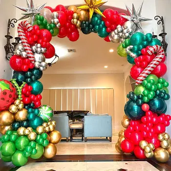 De Crăciun, Baloane Arcada Ghirlanda Verde Roșu Bomboane Globos Aur Explozive Stele Balon De Folie Petrecere De Anul Nou Decoratiuni De Craciun 1