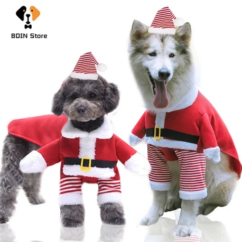 De Crăciun, Haine De Câine De Companie Costum Cosplay Moș Crăciun Strat Cald Hanorace De Iarna Jacheta Catelus Labrador Haine De Crăciun 0