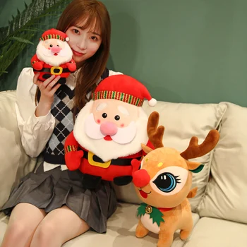 Decor de crăciun Moale de Pluș Umplute Santa Drăguț Elan Animal de Jucărie Perne Kawaii Peluche Papusa Cadou de Crăciun pentru Copii
