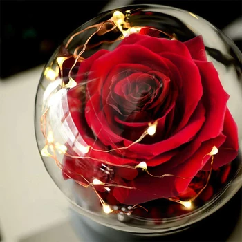 Deluxsa Magic Mătase Roșie a Crescut frumoasa Si ia Crescut CONDUS Artificiale de Trandafir Roșu Lampă Cadou de Ziua Mamei Cadou de Ziua Îndrăgostiților