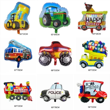 Desene animate Camion Balon din Folie de Aluminiu Modelare Baloane de Trafic Auto Tractor Excavator Firetruck pentru Copii Jucărie Petrecere