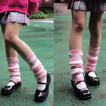 E-fata Kawaii jambierele Tricotate Șosete Harajuki Gotic Mall Goth Vintage cu Dungi Întinde Genunchi-lungime Rece Hipster Emo Alt Ciorap