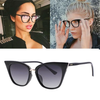 FEISHINI 2022 Cadru Alb ochi de Pisică ochelari de Soare Femei UV400 Epocă UV400 de Moda de Lux Anti-Reflexiv Conduce Ochelari Clar Doamnelor