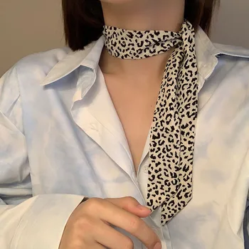 Femei Leopard Eșarfă Caciulita Simplu Temperament Versatil Toamna Anului 2021 Nou Basma Fâșie Îngustă Bandă De Păr Cravată 0