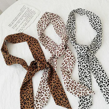 Femei Leopard Eșarfă Caciulita Simplu Temperament Versatil Toamna Anului 2021 Nou Basma Fâșie Îngustă Bandă De Păr Cravată 2