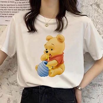 Femei T-shirt Winnie the Pooh Desene animate Tendință de Îmbrăcăminte, O-Neck Loose Pop Streetwear Harajuku Pooh Urs Fete Tricou