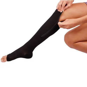 Fermoar Ciorapi De Compresie Bărbați Și Femei Presiune Nailon Fermoar Sosete Unisex Picior De Sprijin Întinde Presiune Deget De La Picior Deschis Șosete Lungi 4