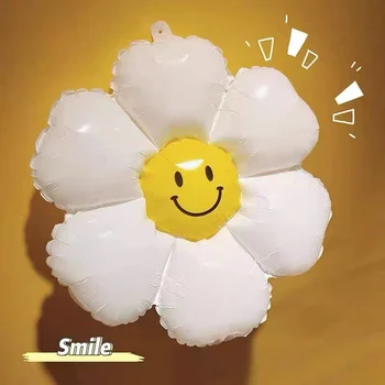 Floare Albă Balon Daisy Baloane Folie Copii Petrecere De Aniversare De Nunta De Decorare Copil De Dus Floarea-Soarelui De Vară Copil De Dus 0