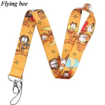 Flyingbee Noua Moda Cat Imprimate Curea Cheie Curea Pentru Telefonul Cheile de Desene animate Lanyard ID Insigna Cu Cheie Inel Titular X0534 0