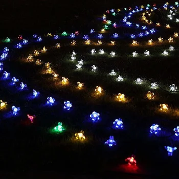 Ghirlanda pe Solar Lumina Led-uri în aer liber Lumini de Basm Șir Lumina Flori de Cires Floare de Piersic Ghirlandă cu Led-uri Stradă de Crăciun Navidad